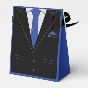 Ballotins Costume noir élégant et cravate bleue - Ajouter Vo