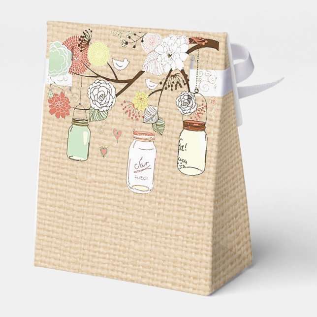 Ballotins Country Rustic Burlap et Mason Jar Ballotin (Arrière)