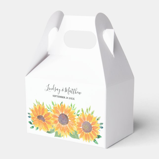 Ballotins Country Sunflowers Aquarelle Mariage Favor Box (Verso)