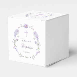 Ballotins Couronne de baptême en lilas floral lavande Cube