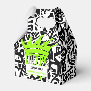 Ballotins Couronne de graffiti noir et vert Merci Anniversai