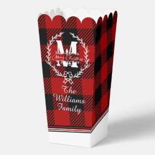 Ballotins Couronne de monogramme de Joyeux Noël à carreaux d