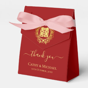 Ballotins Couronne florale merci mariage chinois rouge