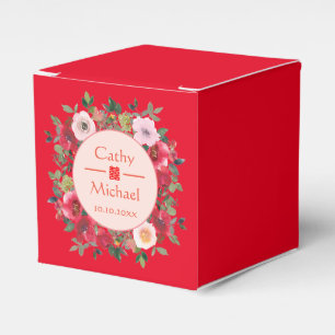Ballotins Couronne florale rouge mariage chinois moderne