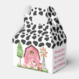 Ballotins Cow Pink Farm Barnyard Ballotin de fête d'anniver