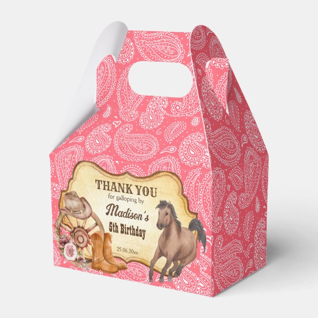 Ballotins Cowgirl chevaux Pink paisley cadeau de fête occide (Verso)