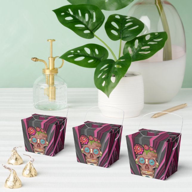 Ballotins Crâne de sucre en bois sculpté avec couronne fleur (Multiple)