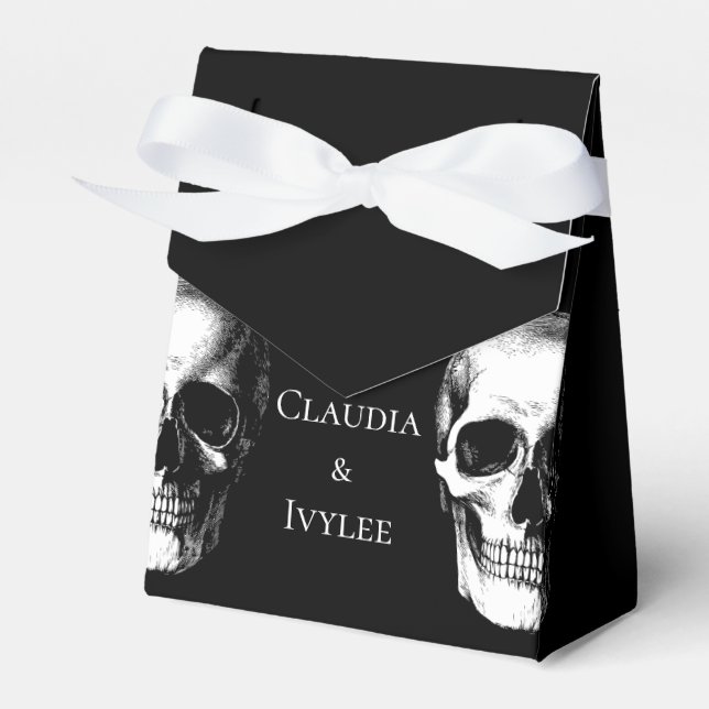 Ballotins Crâne gothique Halloween Mariage Faveur Boxes (Verso)