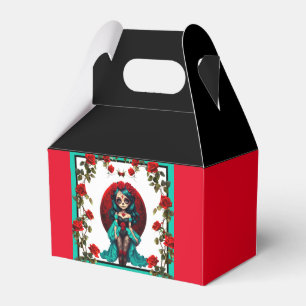 Ballotins Crânes à sucre de Roses turquoises et rouges