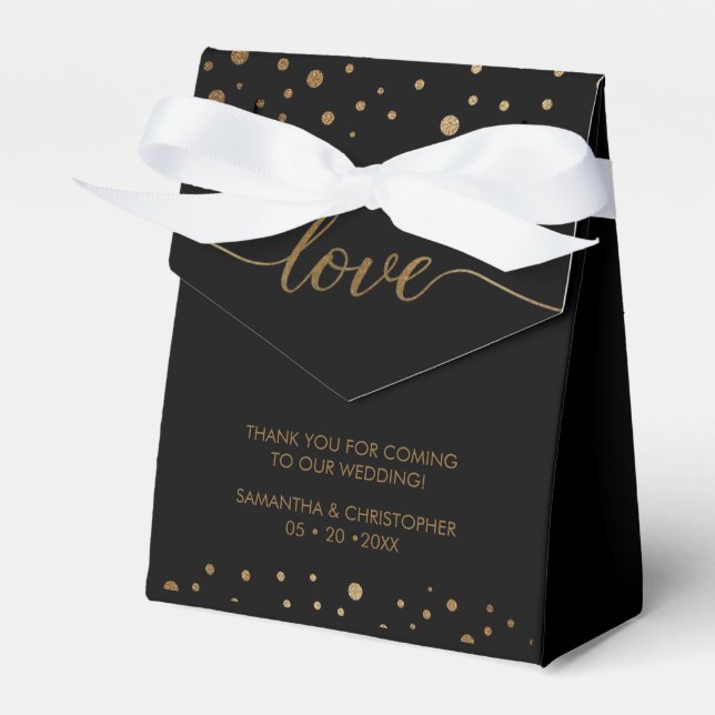 Ballotins Cravate noire Personnalisé Gold Love Mariage de sc (Verso)