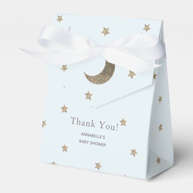 Ballotins Crescent Moon & Stars Blue Baby shower boîte cadea (Verso)