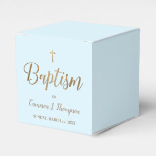 Ballotins Croix d'or bleu Merci Baptême Personnalisé