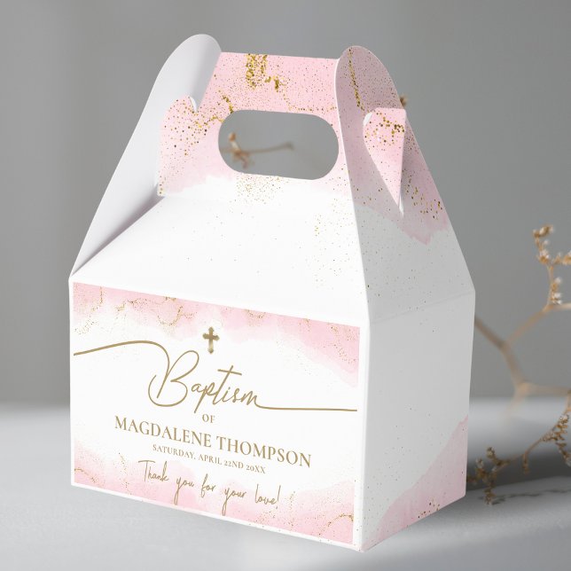 Ballotins Croix d'or rose Merci fille Baptême (Créateur téléchargé)