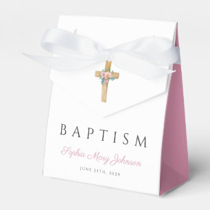 Ballotins Croix florale moderne élégante de baptême 