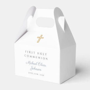 Ballotins Croix religieuse bleue garçon première communion