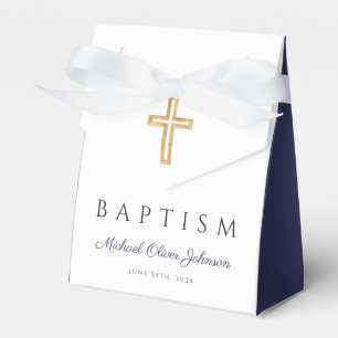 Ballotins Croix religieuse élégante bleu marine garçon baptê