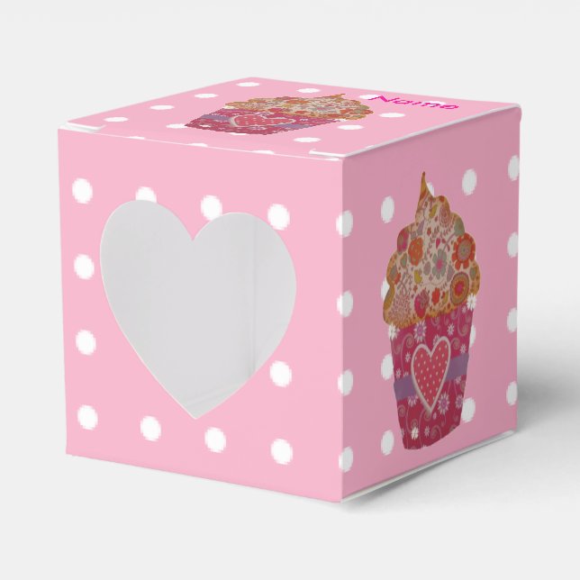 Ballotins Cupcake avec coeur et fleurs (Verso)