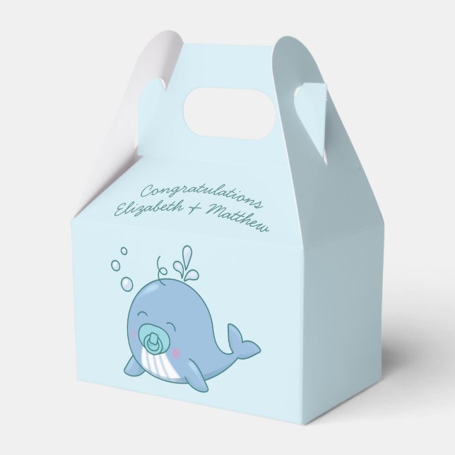 Ballotins Cute baleine Baby shower Kawaii Boy Blue (Verso)