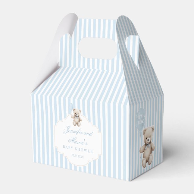 Ballotins Cute Blue Teddy Bear Baby Boy Douche Merci (Verso)