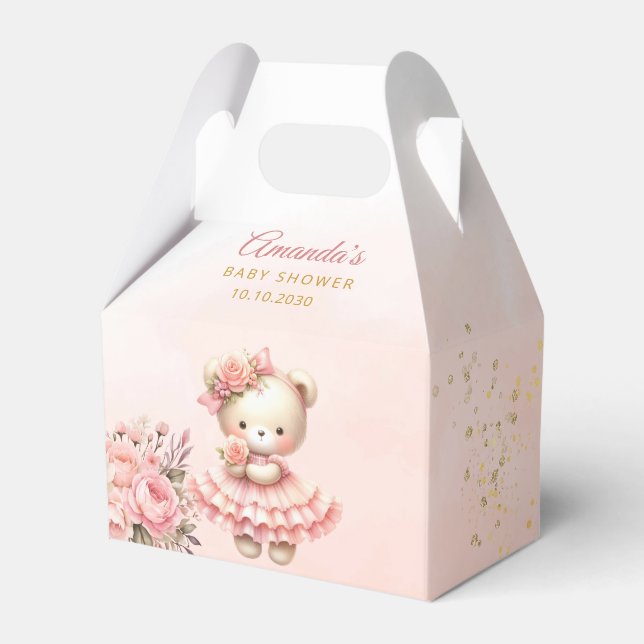 Ballotins Cute Boho Aquarelle Teddy Bear Girl Baby shower (Verso)