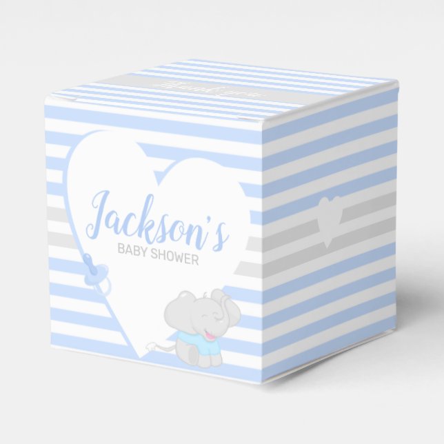 Ballotins Cute Elephant Baby shower bleu Ballotin (Verso)