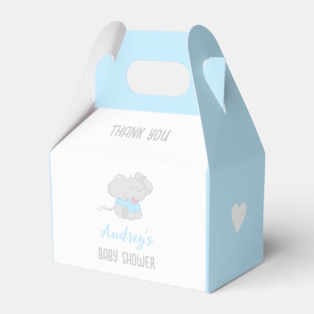 Ballotins Cute Elephant Baby shower bleu Ballotin (Verso)
