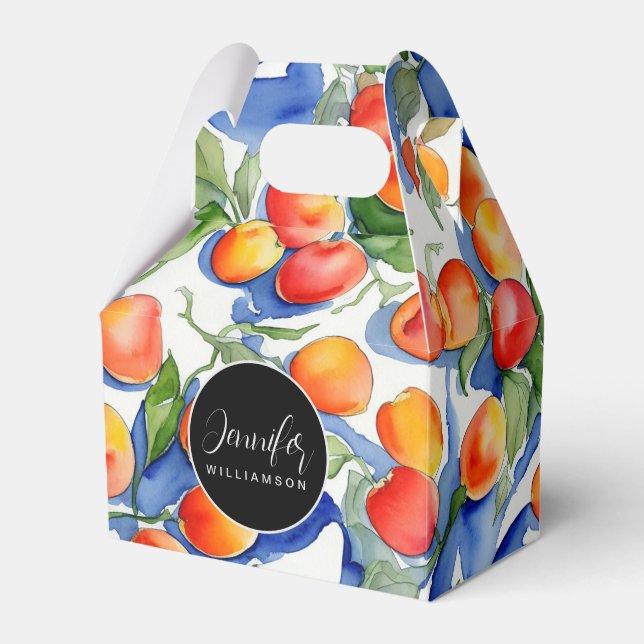 Ballotins Cute été Apricot Aquarelle Motif noir Étiquette no (Verso)