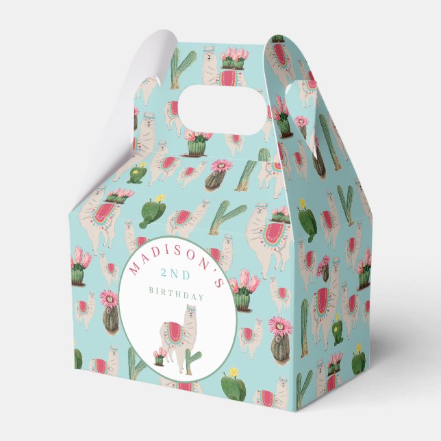 Ballotins Cute Fiesta Llama & Cactus Anniversaire de enfant (Verso)