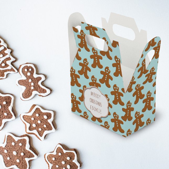 Ballotins Cute Gingerbread Homme Noël Cookies Ballotin (A cute little gift box covered with cute little gingerbread men. You can add a short greeting)