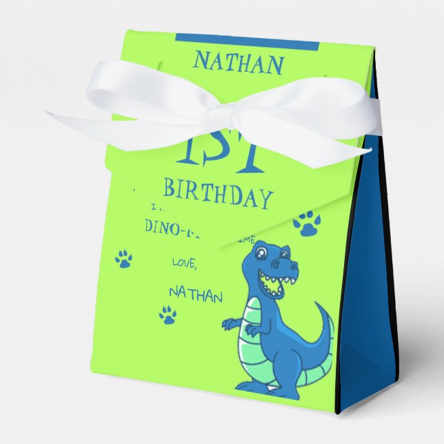 Ballotins Cute Green Blue Dinosaur thème Ballotin d'annivers (Verso)