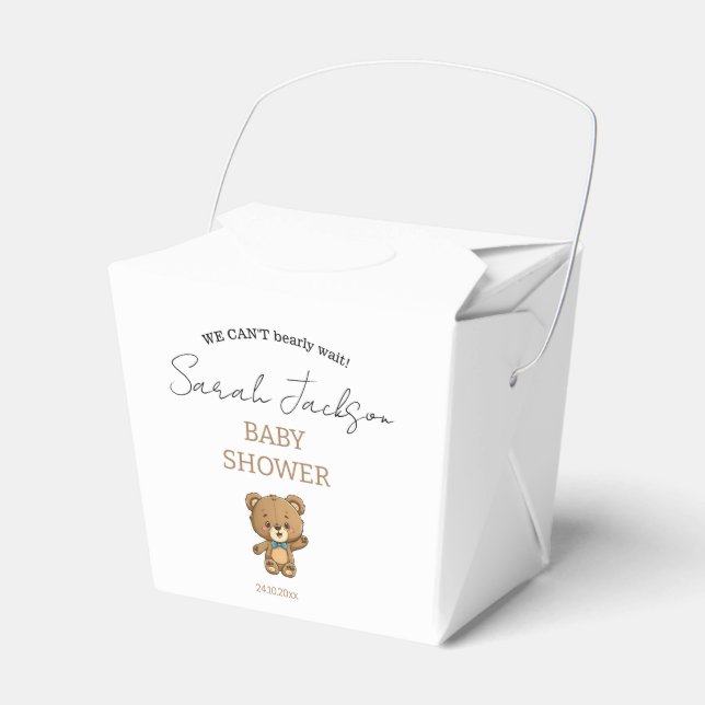 Ballotins Cute moderne blanc Neutre Teddy Bear Baby shower (Verso)