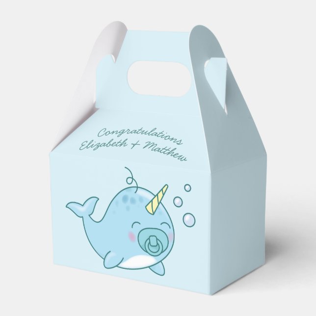 Ballotins Cute Narwhal Baby shower Kawaii Blue Boy (Verso)