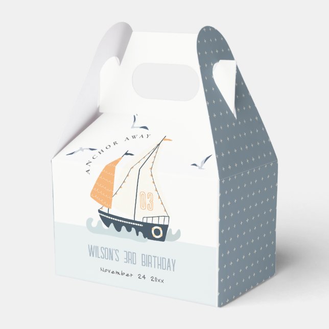 Ballotins Cute Nautical Blue Sailboat Pastel Anniversaire de (Verso)