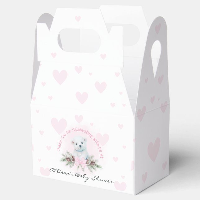 Ballotins Cute Polar Bear Cub Rose Girl Baby shower d'hiver (Ouvert)