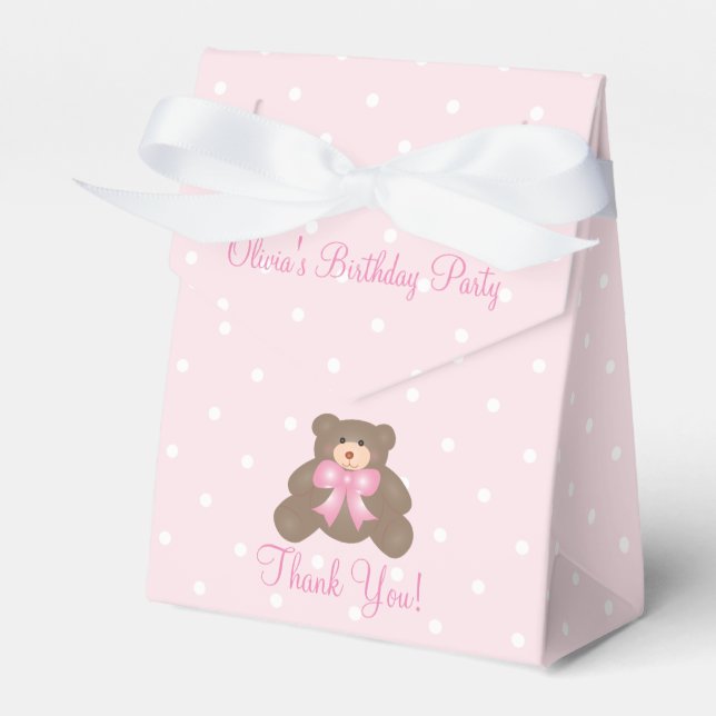 Ballotins Cute rose Ruban Teddy Bear Fille Anniversaire (Verso)