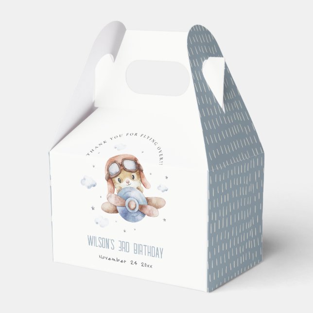 Ballotins Cute Rust Navy Plane Teddy Sky Star Anniversaire d (Verso)