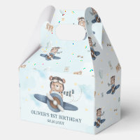 Cute Teddy Bear Blue Plane Garçon Anniversaire Nou