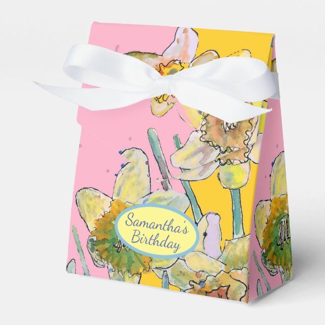 Ballotins Daffodil Fleur Peinture florale Anniversaire Boîte (Verso)
