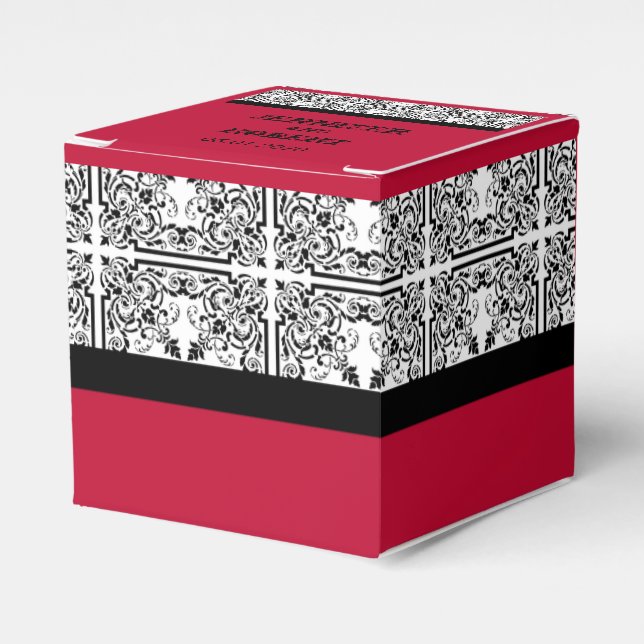 Ballotins Damask Delight dans Scarlet Red Wedding Favoriser  (Verso)