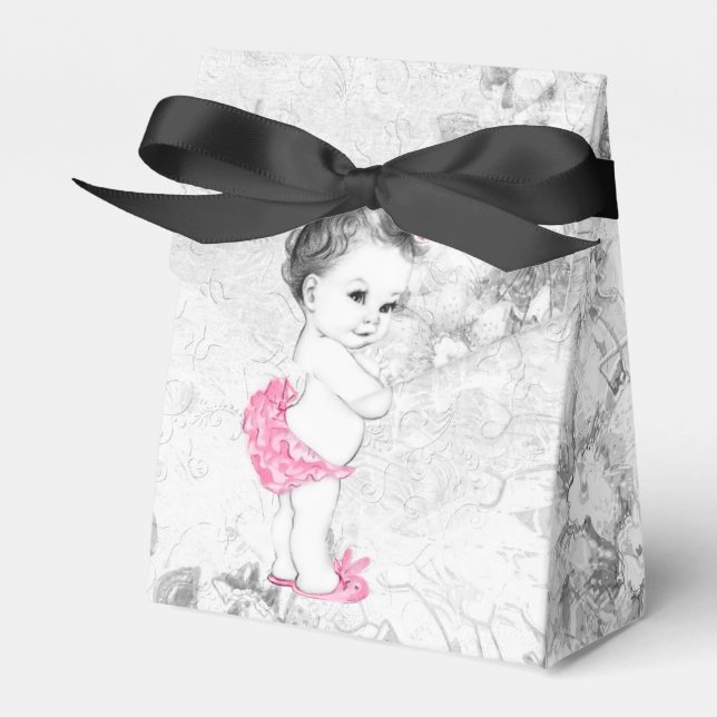 Ballotins de Baby shower rose et gris doux (Verso)