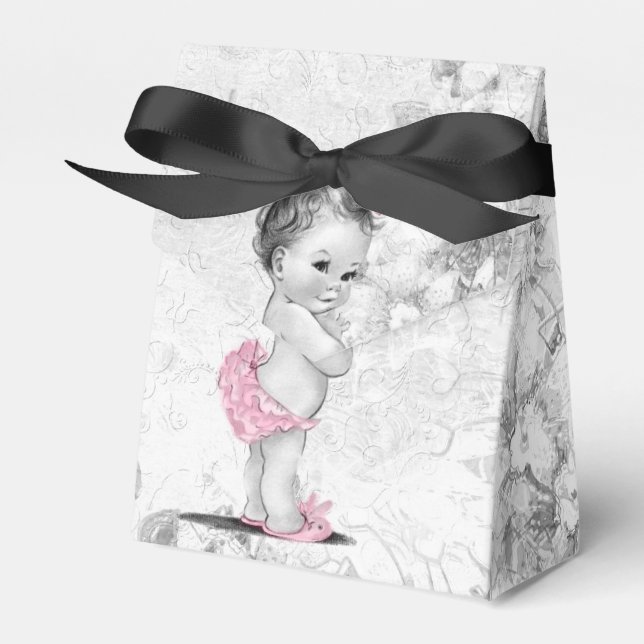 Ballotins de Baby shower rose et gris doux (Verso)