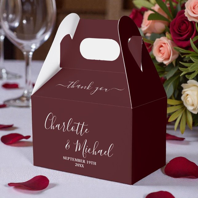 Ballotins Deep Burgundy Script Minimalist Wedding Thank You (Créateur téléchargé)