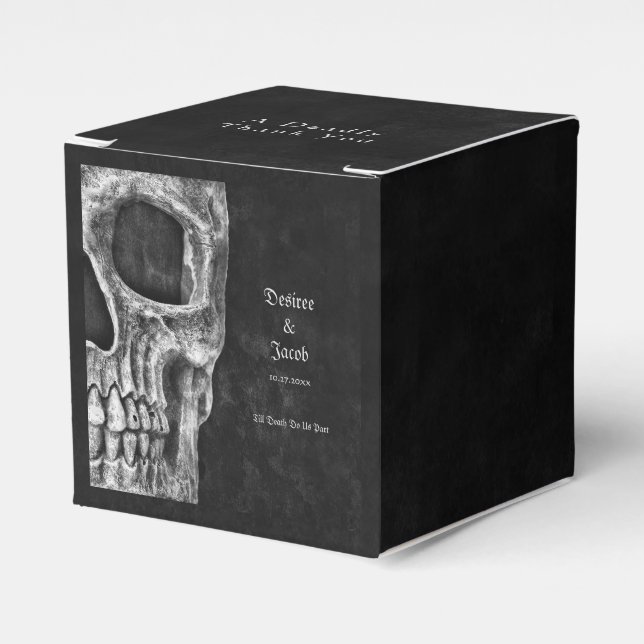 Ballotins Demi-Crâne gothique Mariage noir et blanc (Verso)
