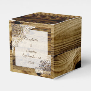 Ballotins Dentelle blanche rustique sur bois mariage rustiqu
