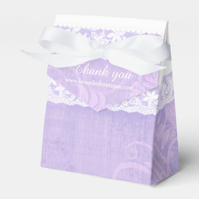 Ballotins Dentelle blanche violet rustique merci boîte cadea (Verso)