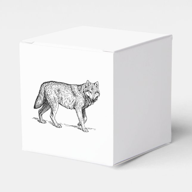 Ballotins Dessin d'encre élégante de loup gris (Verso)
