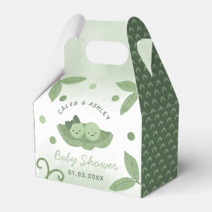 Ballotins Deux petits pois dans un Baby shower de pod jumeau