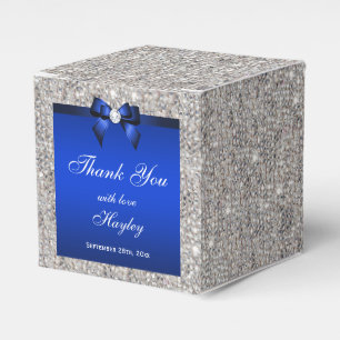 Ballotins Diamant bleu d'arc de paillettes argentées