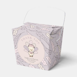 Ballotins Dinde rose et plumes Chute Baby shower fille