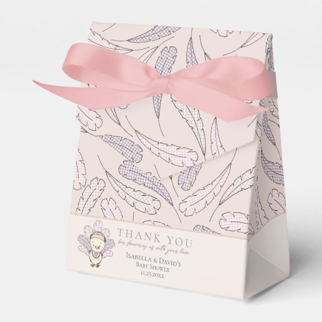 Ballotins Dinde rose et plumes Chute Baby shower fille (Verso)